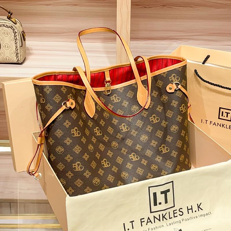 Lv Q Original Large Capacity Cowhide Tote Bag for Women 2026 Spring/Summer New Vintage Style Hong Kong Monogram Shoulder Bag Lv Q Original Large Capacity Cowhide Tote Bag for Women 2026 Spring/Summer New Vintage Style Hong Kong Monogram Shoulder Bag