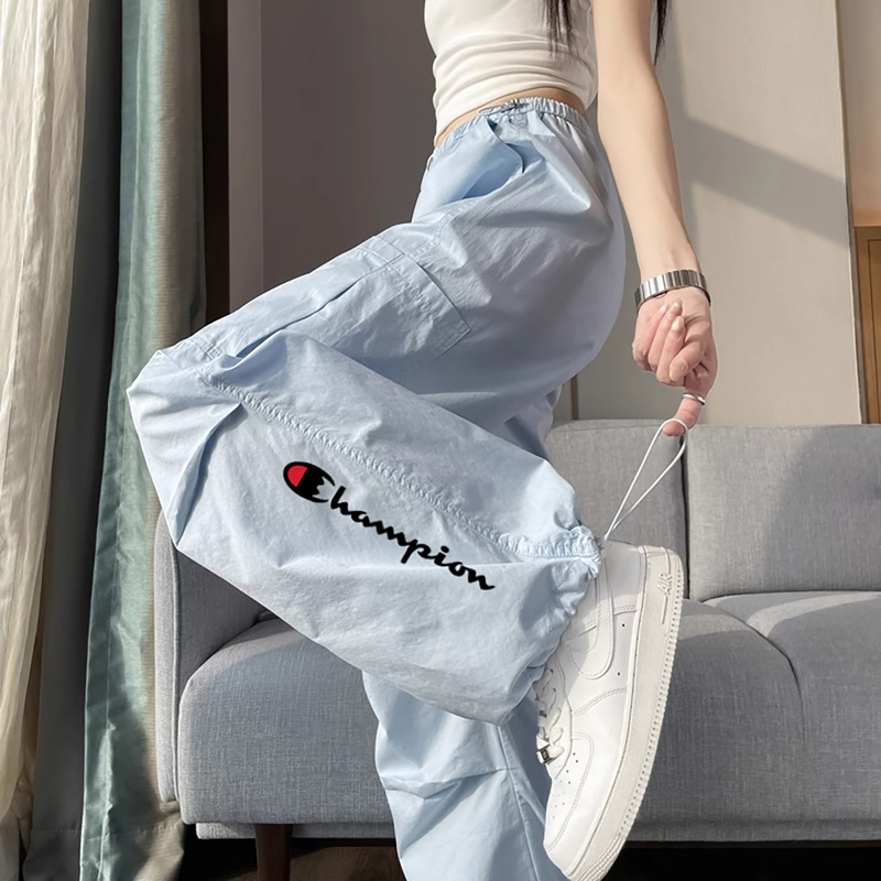 Japanese Version Champion Work Pants for Women 2026 New Style Loose Wide-Leg Pants with Cuffs Straight-Leg Casual Pants Hiking Sports Pants