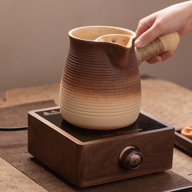 Black crystal stove for making tea around the stove, dry-fired clay teapot, pot, pot, milk tea pot, warm teapot, tea set