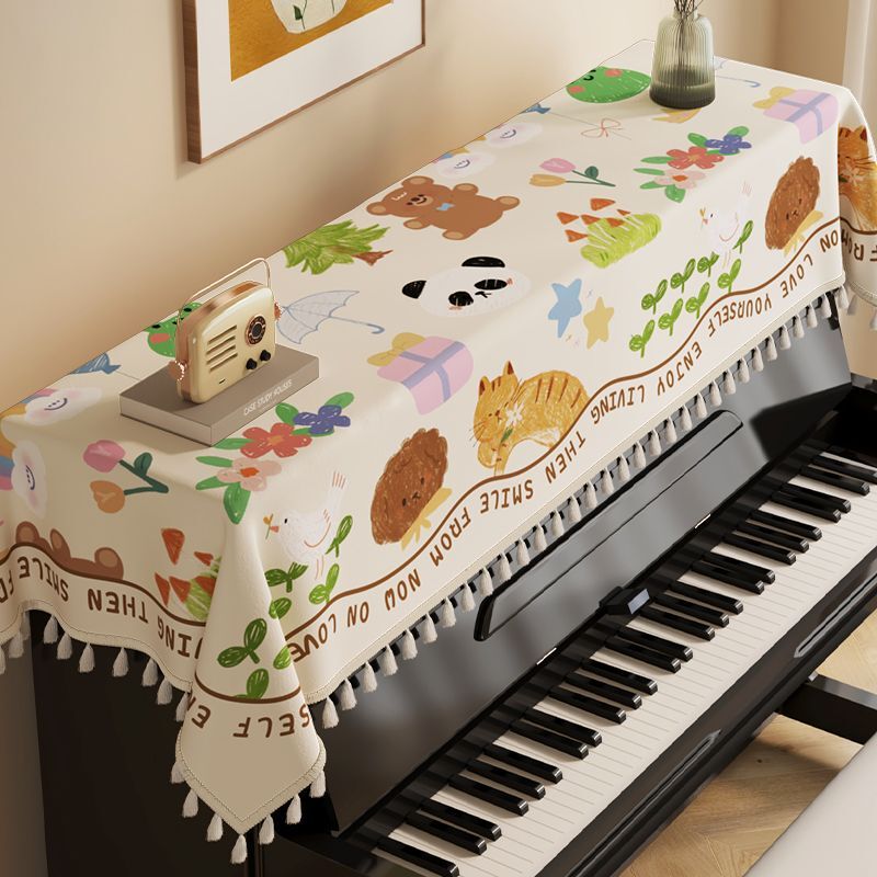 Cute Cartoon Piano Cover Cloth, Dust-Proof Cloth for Electronic Piano, Universal Dust Cover for Keyboard