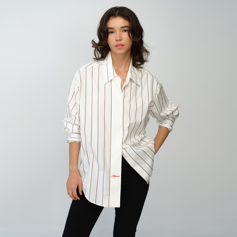 Filgood New Autumn Product 100% Cotton Vertical Striped Shirt Logo Style Loose and Casual Fit Fg06S04 Filgood New Autumn Product 100% Cotton Vertical Striped Shirt Logo Style Loose and Casual Fit Fg06S04