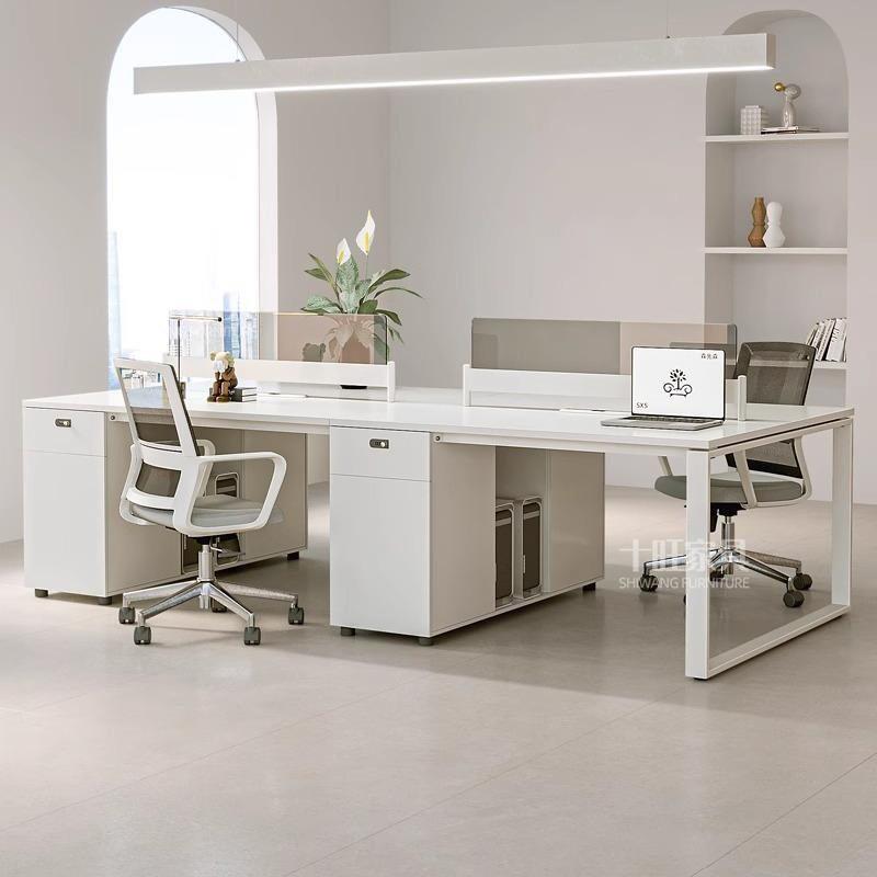 Staff Desk, Staff Workstation, L-Shaped Office Computer Desk for 4 People, Simple Modern Design Staff Desk, Staff Workstation, L-Shaped Office Computer Desk for 4 People, Simple Modern Design