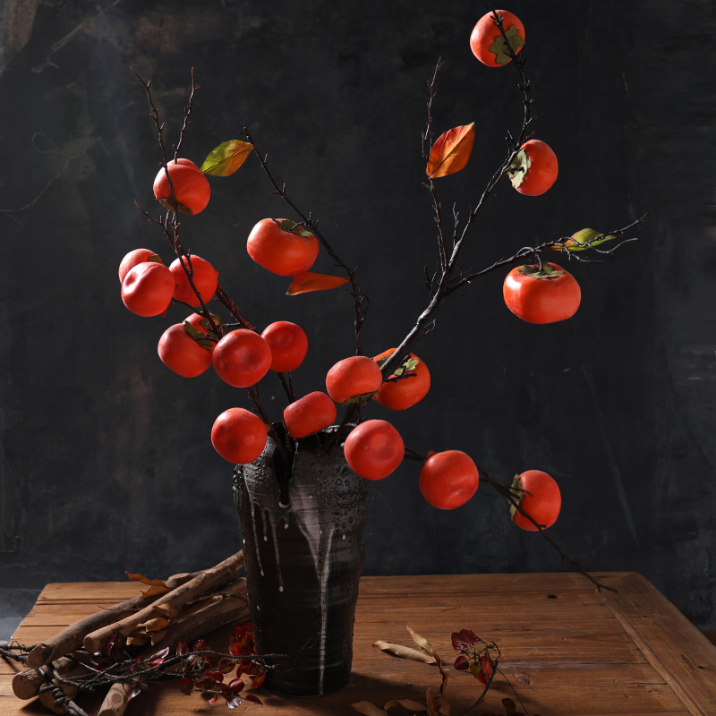 Spring Festival New Year New house simulation simulation fake Persimmon fruit ornaments New Year Home living Room decoration Hotel floor-to-ceiling dried flowers
