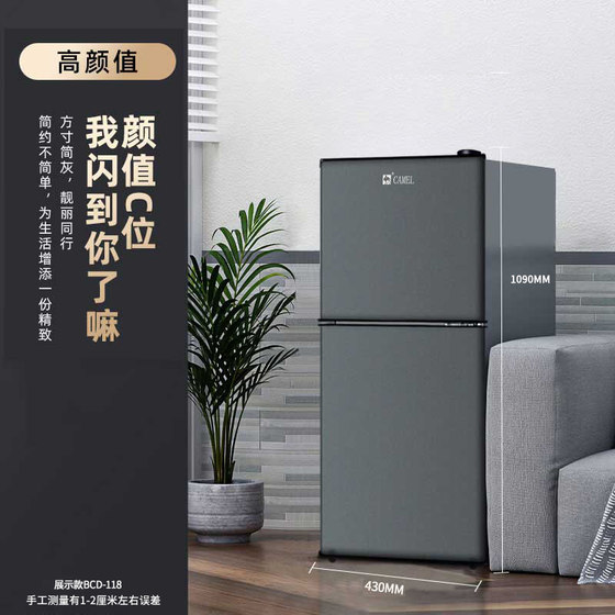 一级节能小冰箱家用小型双开门迷你租房办公室冷冻冷藏两用电冰箱