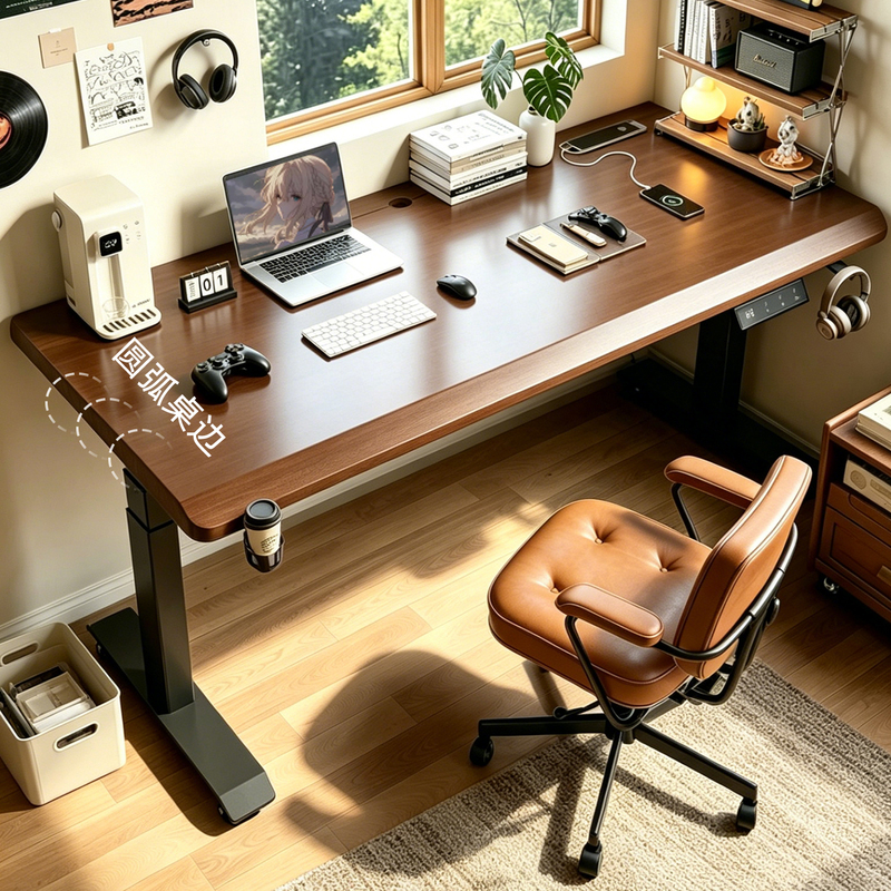 Master Z Solid Wood Electric Height-Adjustable Desk Jiechang Dual-Motor Home Computer Desk with Drawer Office Desk Workbench