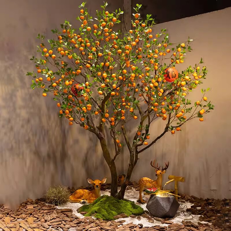 Simulated Orange Tree, Persimmon Tree, Prayer Tree, Wishing Tree, New Year's Holiday Decoration Tree, New Chinoiserie Fake Tree, Landscaping Ornaments