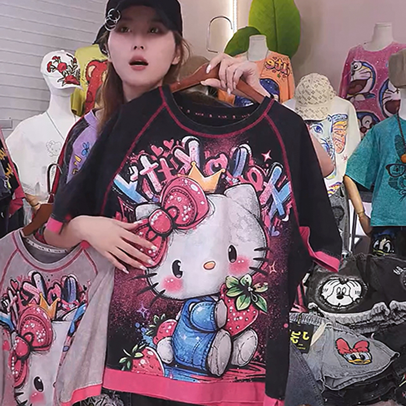 Number [301-399] New Trendy Brand Plus-Size T-Shirt, Loose Fit, Heavy-Duty, Fashionable Women's Clothing, Covers the Body and Makes You Look Slimmer