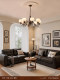 Feiduo American-Style Mid-Century Living Room Chandelier, French Retro Walnut Color Dining Room Lamp, Bedroom Study Hall Lighting Fixtures
