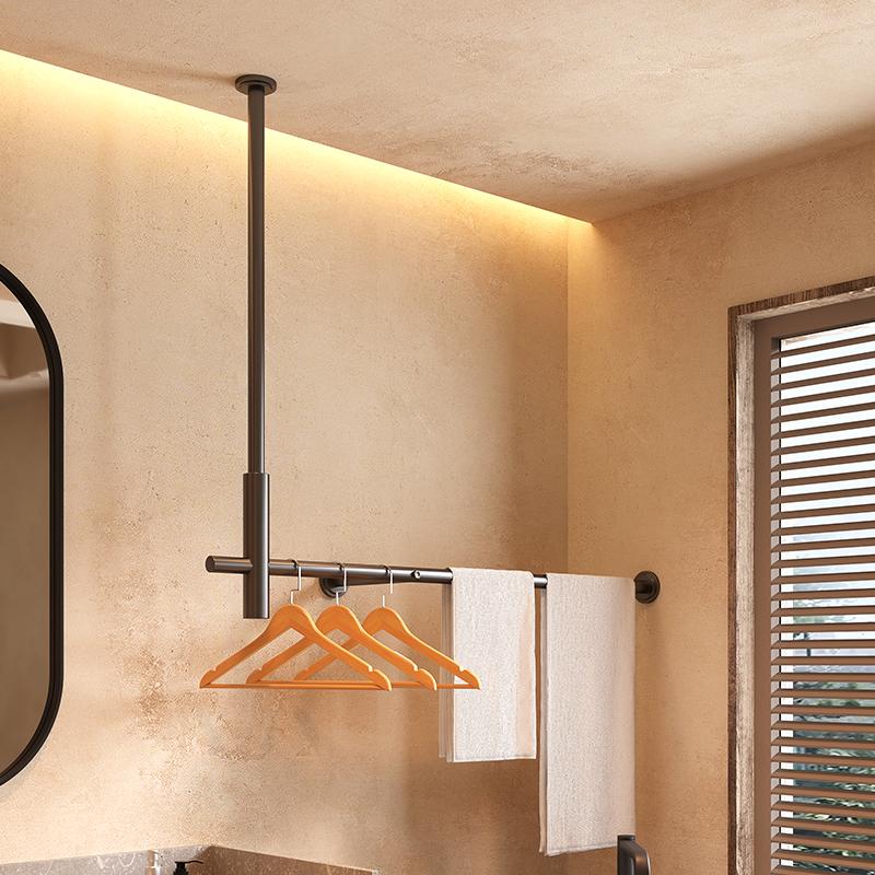 Brand New Hotel Stainless Steel Electroplated Black Titanium Clothes Hanger Towel Rack Hotel Guesthouse Bathroom Clothes Rod Small Coat Rack