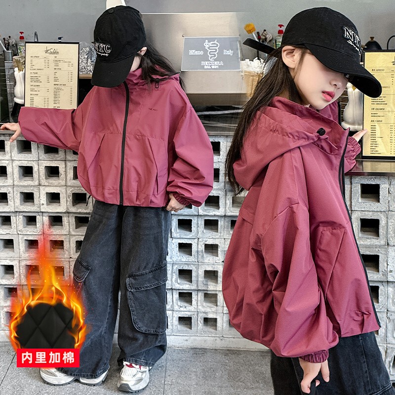 French Uamtor Girls' Jacket Autumn and Winter 2026 New Stylish Children's Jacket Autumn Outfit Girls' Casual Windbreaker
