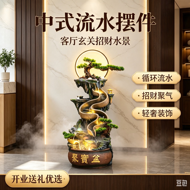 Artificial Rockery with Flowing Water Fountain, Floor-Standing Ornament for Living Room Entrance, Circulating Water Wealth-Attracting Basin, Welcoming Pine Landscape with Water and Mountain Scenery Artificial Rockery with Flowing Water Fountain, Floor-Standing Ornament for Living Room Entrance, Circulating Water Wealth-Attracting Basin, Welcoming Pine Landscape with Water and Mountain Scenery