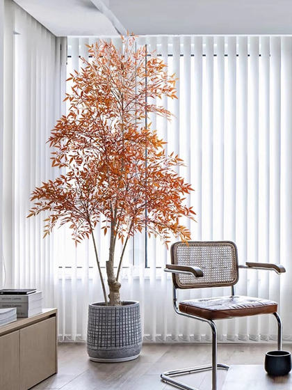 Red Nandina Bamboo Artificial Green Plant, High-End Luxury Indoor Tv Cabinet Floor-Standing Decoration, Artificial Plant Potted Tree