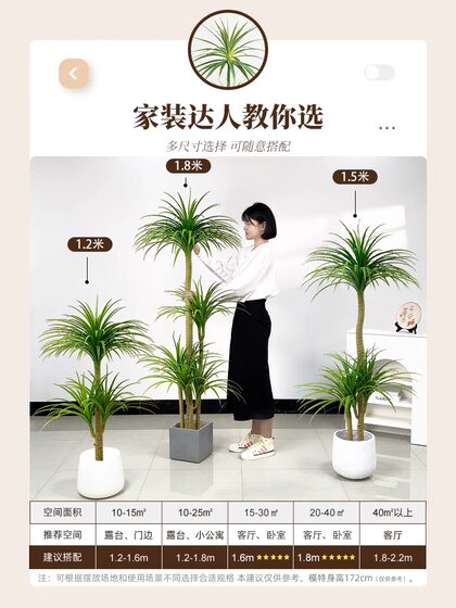 Simulated Plant Dragon Blood Tree Interior Decoration Classy Accessible Luxury Plant Potted High Quality Imitation Green Plant Floor-Standing Tree