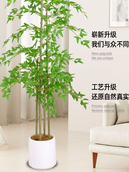 Simulated Green Plant Nandina Bamboo Floor-Standing Potted Plant Living Room Decoration Indoor Artificial Plant High-Quality Bonsai Decoration Artificial Tree