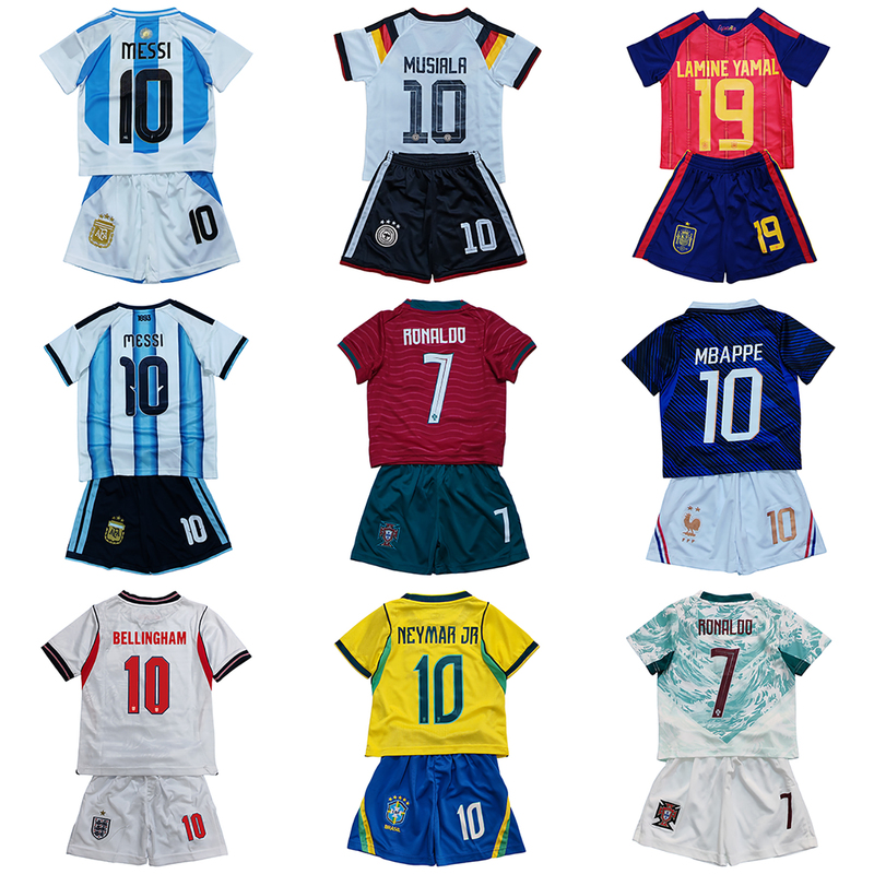2026 Children's National Team Football Uniforms Argentina Messi Portugal Cristiano Ronaldo Germany Spain Brazil Jerseys
