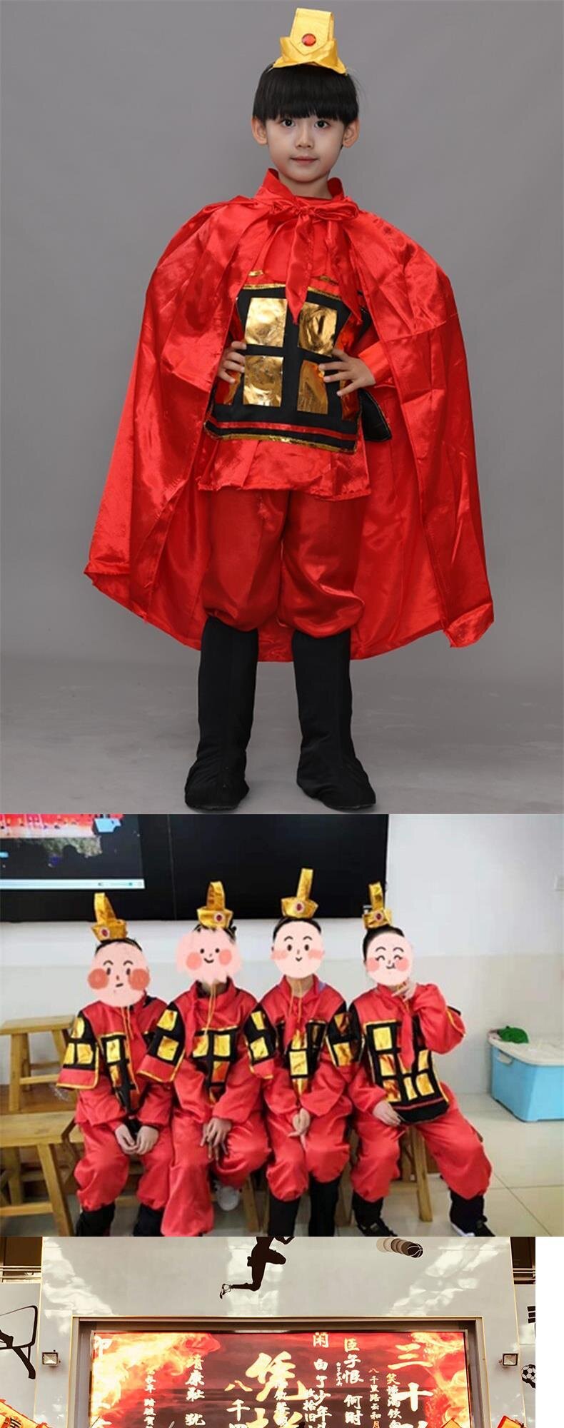 товар из китая 儿童古装汉服三国演义士兵演出服花木兰古代士兵服装岳飞将军盔甲