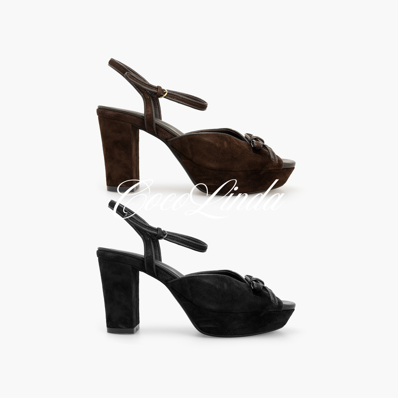 Cocolinda｜Suede Sheepskin Waterproof Platform Chunky Heel Sandals X5896
