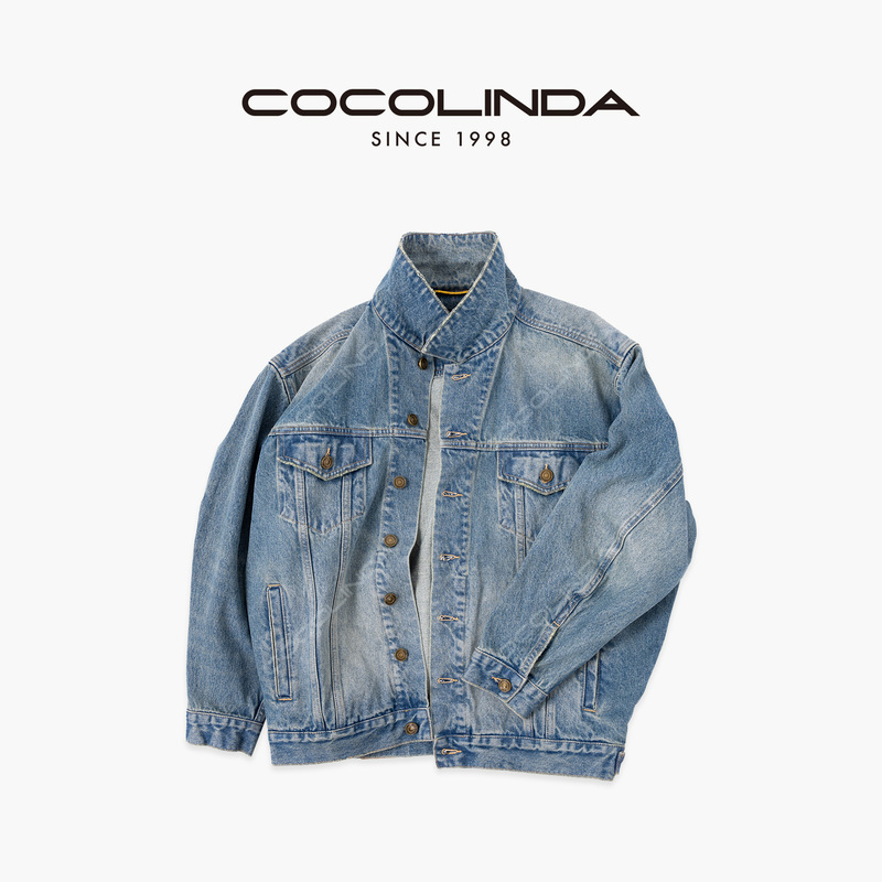 Cocolinda | European and American Style 100% Cotton Old Money Style Color-Blocked Denim Jacket N5664