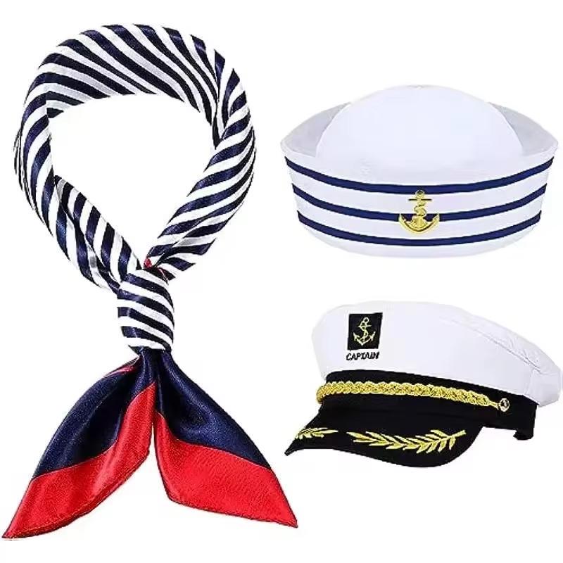 Striped Sailor Hat Set Summer Sun Protection Navy Style Hat Kidsren and Adults Performance Photo Props Striped Sailor Hat Set Summer Sun Protection Navy Style Hat Kidsren and Adults Performance Photo Props