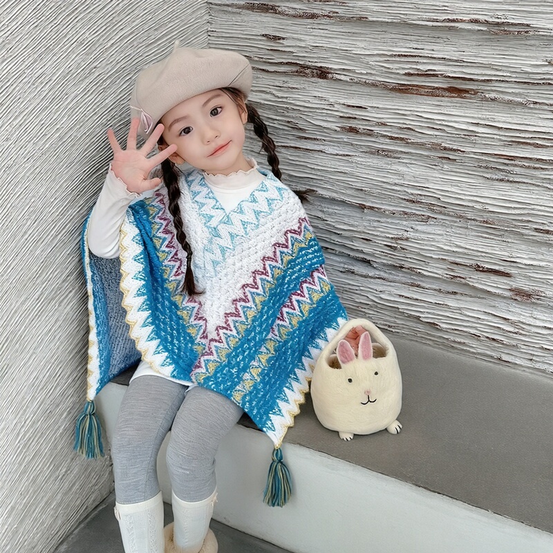 2025 Autumn/Winter New Children's Ethnic Style Shawl Outfit Yunnan Miao Fashionable and Stylish Travel Photo Prop Outerwear