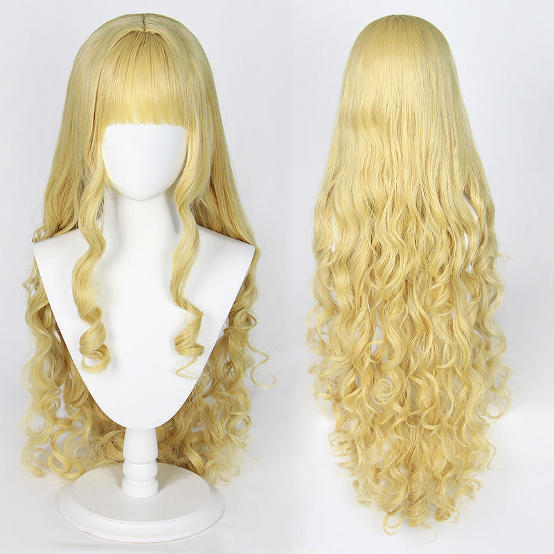 Rose Net Guardian Sweetheart Chihaya Rima Cosplay Wig Special Edition Golden Long Curly Hair with Scalp Top, in Stock Rose Net Guardian Sweetheart Chihaya Rima Cosplay Wig Special Edition Golden Long Curly Hair with Scalp Top, in Stock