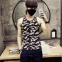 Ngụy trang vest nam mùa hè thể thao quân đội mồ hôi vest nam cotton Kiểu dáng thanh niên bó sát - Lót ao thể thao