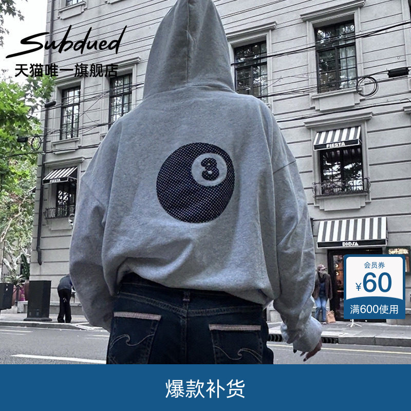 Subdued Sweatshirt Spring and Summer Women's Digital Billiards Patch Loose Long-Sleeved Hoodie