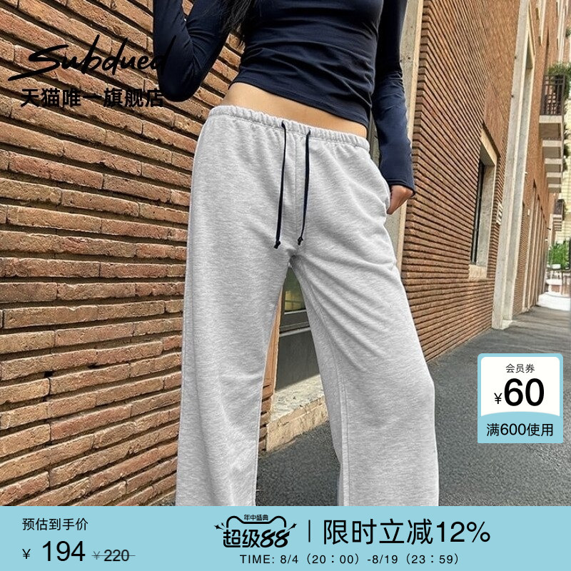 Subdued Early Autumn Women's Color-Blocked Drawstring Waistband Sports Wide-Leg Sweatpants Subdued Early Autumn Women's Color-Blocked Drawstring Waistband Sports Wide-Leg Sweatpants