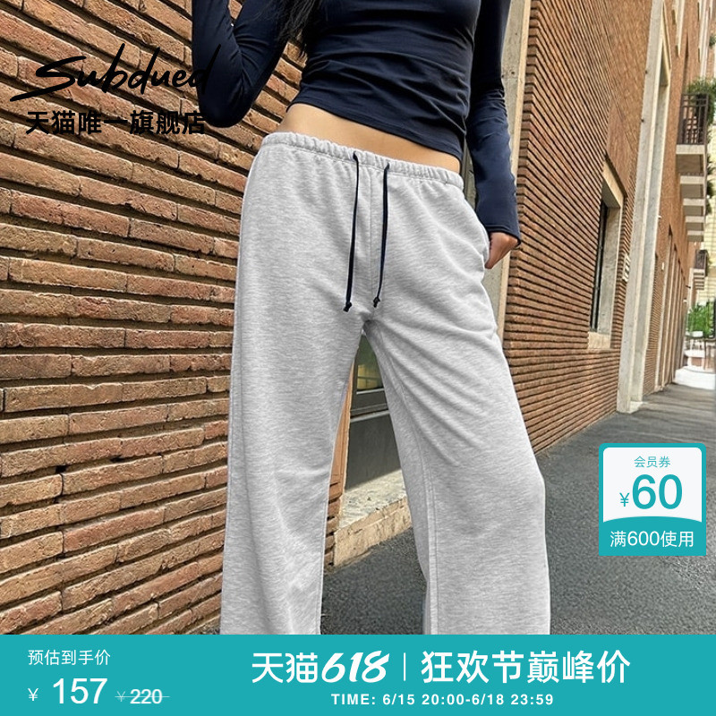 Subdued Summer Women's Color-Blocked Drawstring Waistband Sports Wide-Leg Sweatpants Subdued Summer Women's Color-Blocked Drawstring Waistband Sports Wide-Leg Sweatpants