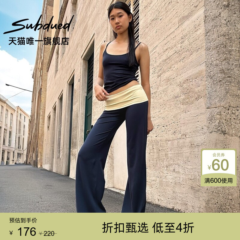 Subdued Summer Women's Loose Color-Blocked Waistband Slim-Fit Casual Sports Sweatpants Yoga Pants