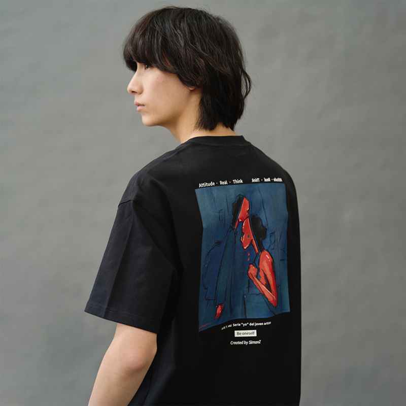 Artvoz【Split Youth】Artist Limited Edition Illustration Print Round Neck Short Sleeve Summer Cool Loose T-Shirt for Men