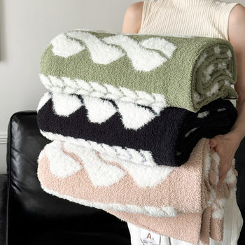2024 new class a cloud warm velvet imitation mink composite blanket casual office knitted blanket half-side velvet blanket blanket