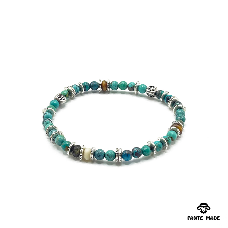 Fantemade Galaxy Beaded Bracelet Turquoise S925 Silver Original Niche Design Unisex Vintage Style