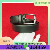 Black leather pin buckle mens belt belt