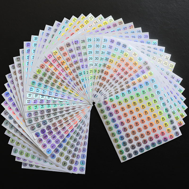 Digital Stickers for Nail Polish Color Number Labels, Number Tags, Serial Number Stickers, Laser Waterproof Round Adhesive Labels