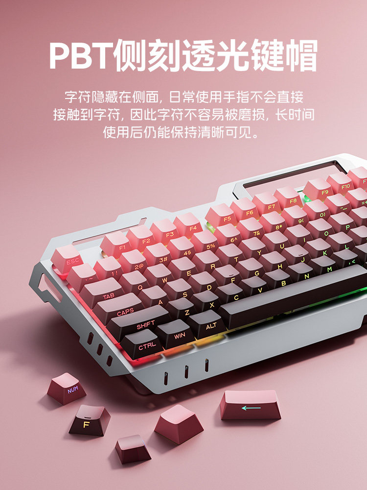 Gradient Side-Engraved Metal Silent Wired Keyboard and Mouse Set, Universal for Desktop Computers, Dedicated for E-Sports Gaming, Mechanical