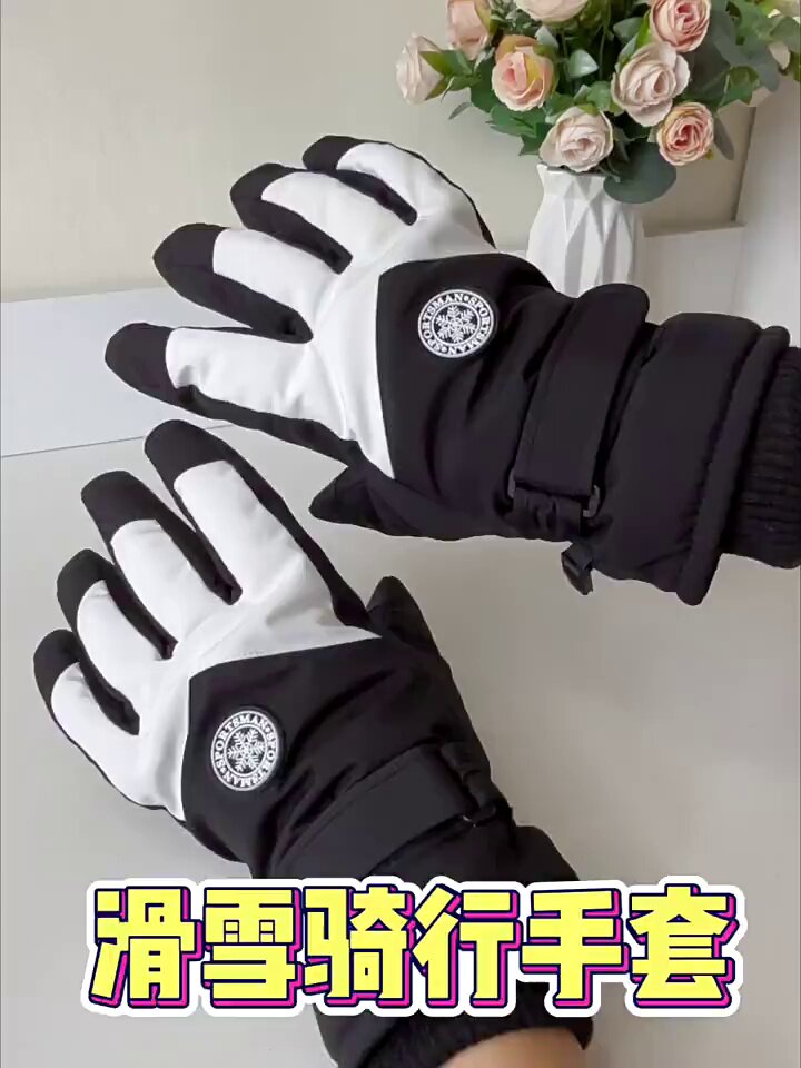 秋冬季男士保暖户外骑行手套登山滑雪防风防泼水防滑加厚
