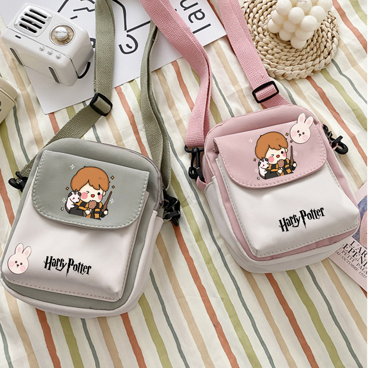 Harry Potter Hufflepuff Cartoon Collaboration Crossbody Bag Phone Bag Women's Shoulder Bag Student Children's Bag Canvas Bag