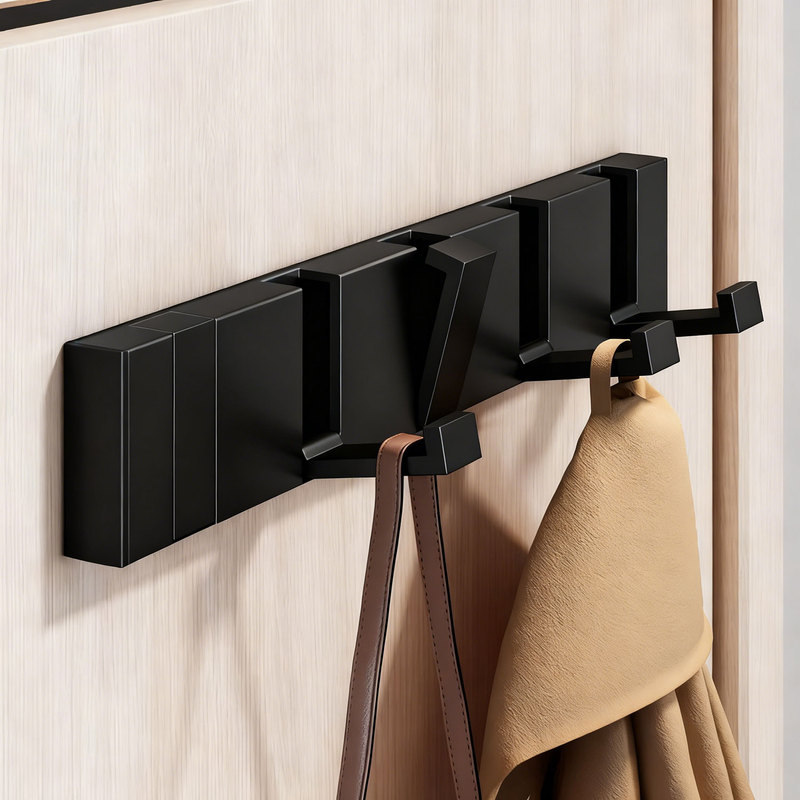 Black Invisible Hook for Bathroom Wall, Wall-Mounted Coat Rack Behind the Door, Entryway, Bedroom, Foldable Clothes Hook Black Invisible Hook for Bathroom Wall, Wall-Mounted Coat Rack Behind the Door, Entryway, Bedroom, Foldable Clothes Hook