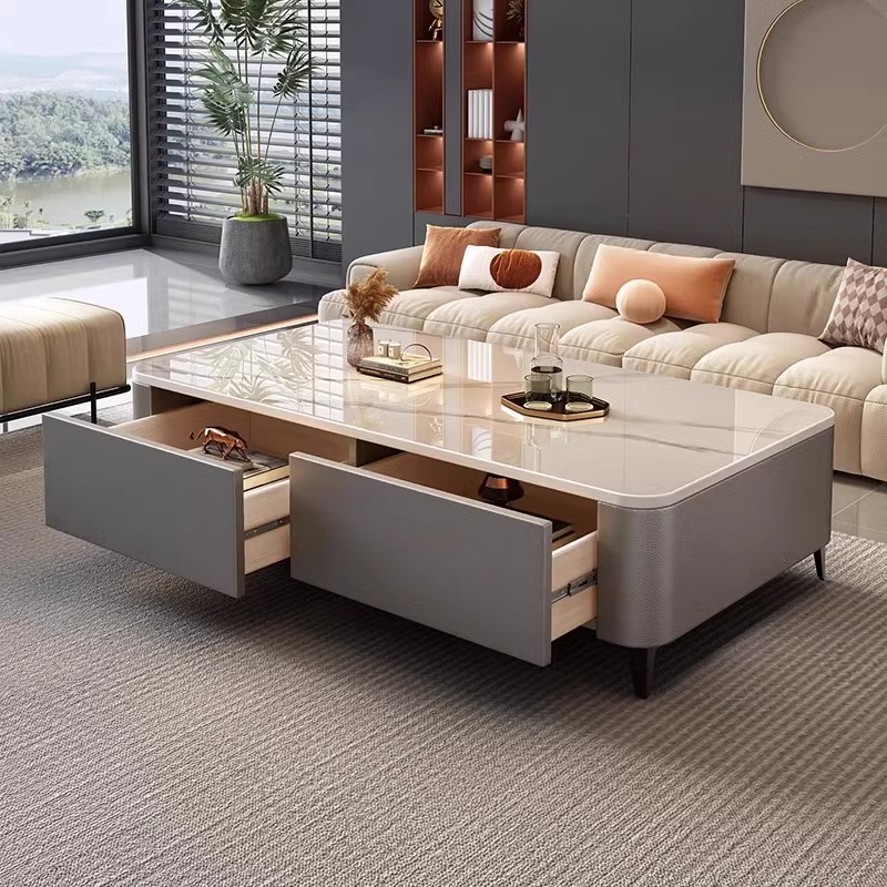 ロックプレートコーヒーテーブルリビングルームホームモダンシンプル2025新しいスタイルティーテーブルスクエアネットレッド小さなアパートコーヒーテーブルテレビキャビネット