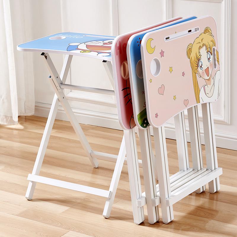 9C children's folding study table and chair, primary school student desk, home writing desk, desk and chair set, simple writing desk gold