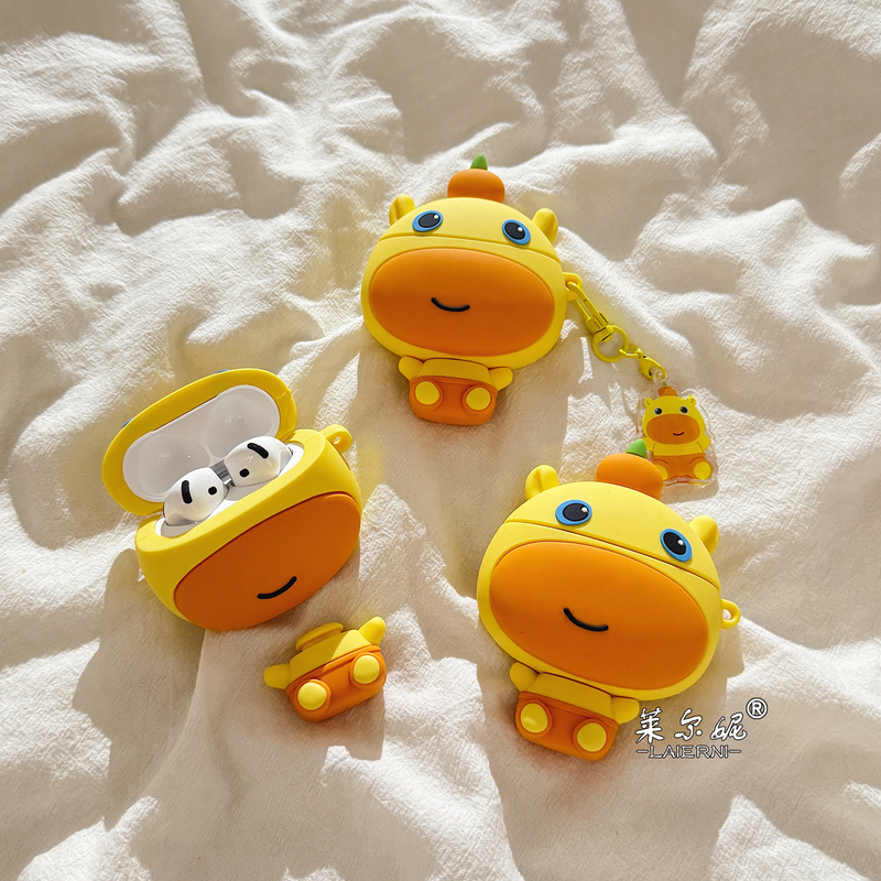 Orange Capybara Lulu Fun and Cute Cartoon Suitable for AirPods Protective Case Apple AirPods 4 Wireless Bluetooth AirPods Pro 2 New Fourth Generation Earphone Case Pro Couple 3 Female Model