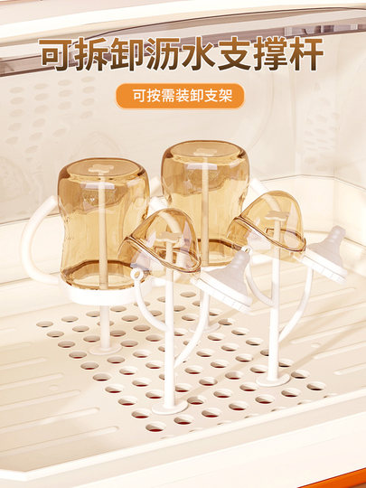 Caja de almacenamiento para biberones, armario de almacenamiento de vajilla para suplemento de alimentos para bebés, estante de almacenamiento para bebés de gran capacidad, escurridor a prueba de polvo