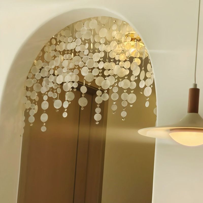 Door Curtain Decoration Pendant, Romantic French Door Curtain, Crystal Shell DIY Door Curtain, Vintage Style Wedding Door Curtain, Hallway Divider