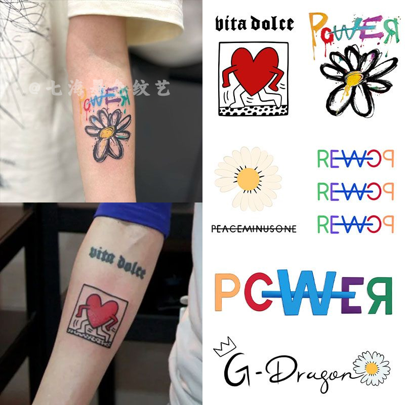 Gd G-Dragon Style Small Daisy Colorful Tattoo Stickers for Men and Women, Waterproof, Long-Lasting, Personalized Realistic Arm Tattoo Stickers