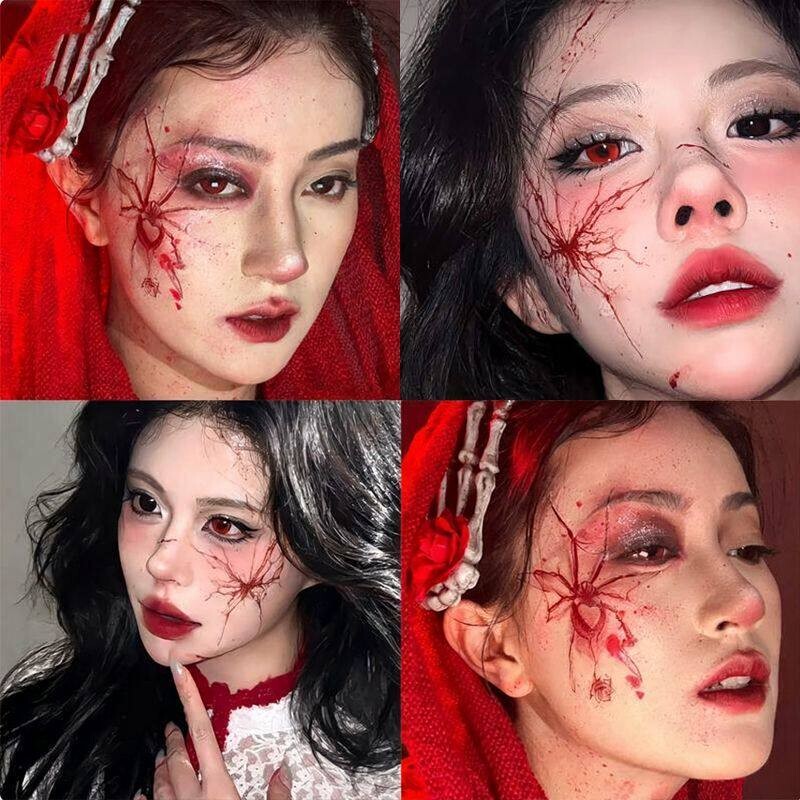 Halloween Bloody Spider, Bloody Butterfly Shadow, Colorful Tattoo Stickers, Internet Celebrity Style, Long-Lasting, Waterproof, Sweet and Cool, Popular Makeup Style