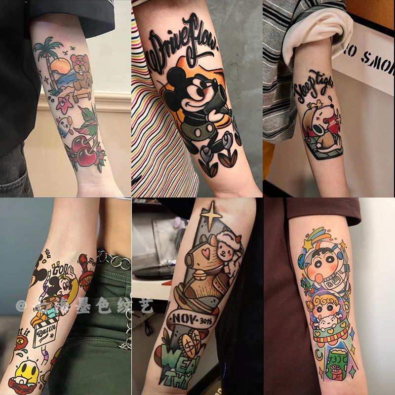 Cute Cartoon High-Quality Arm Large Pattern Colorful Tattoo Stickers for Men and Women, Waterproof, Long-Lasting, Disposable, Washable Stickers Cute Cartoon High-Quality Arm Large Pattern Colorful Tattoo Stickers for Men and Women, Waterproof, Long-Lasting, Disposable, Washable Stickers