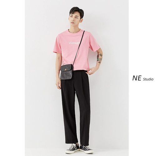 NE Летняя трендовая футболка с коротким рукавом, короткий рукав, с вышивкой, облегающий крой, круглый воротник