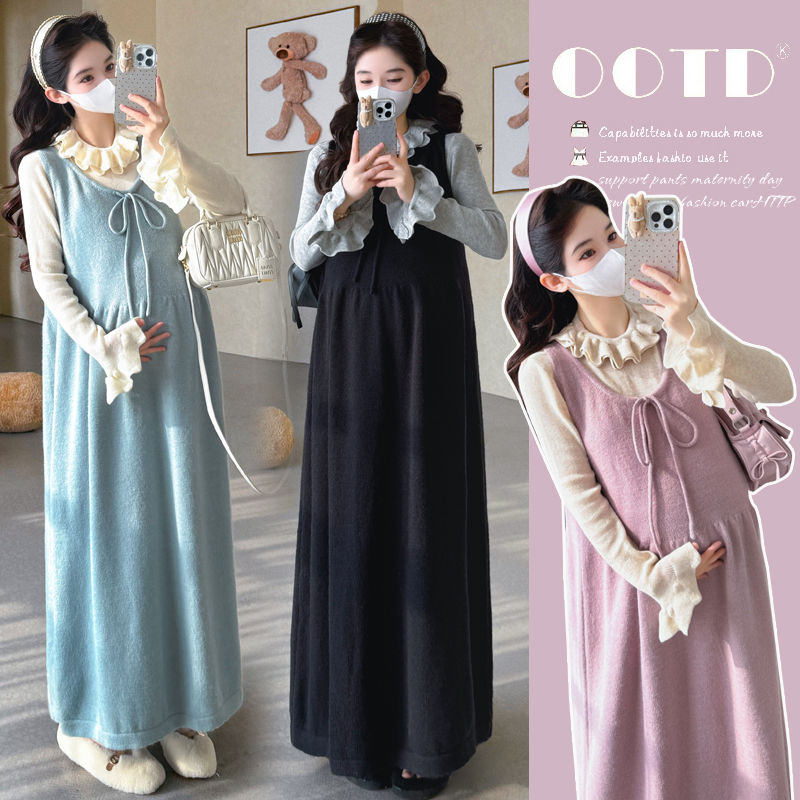 Maternity Diary: New Autumn/Winter Maternity Dress French Style Outfit for Pregnant Moms - Base Shirt, Top, Vest Dress Set Maternity Diary: New Autumn/Winter Maternity Dress French Style Outfit for Pregnant Moms - Base Shirt, Top, Vest Dress Set