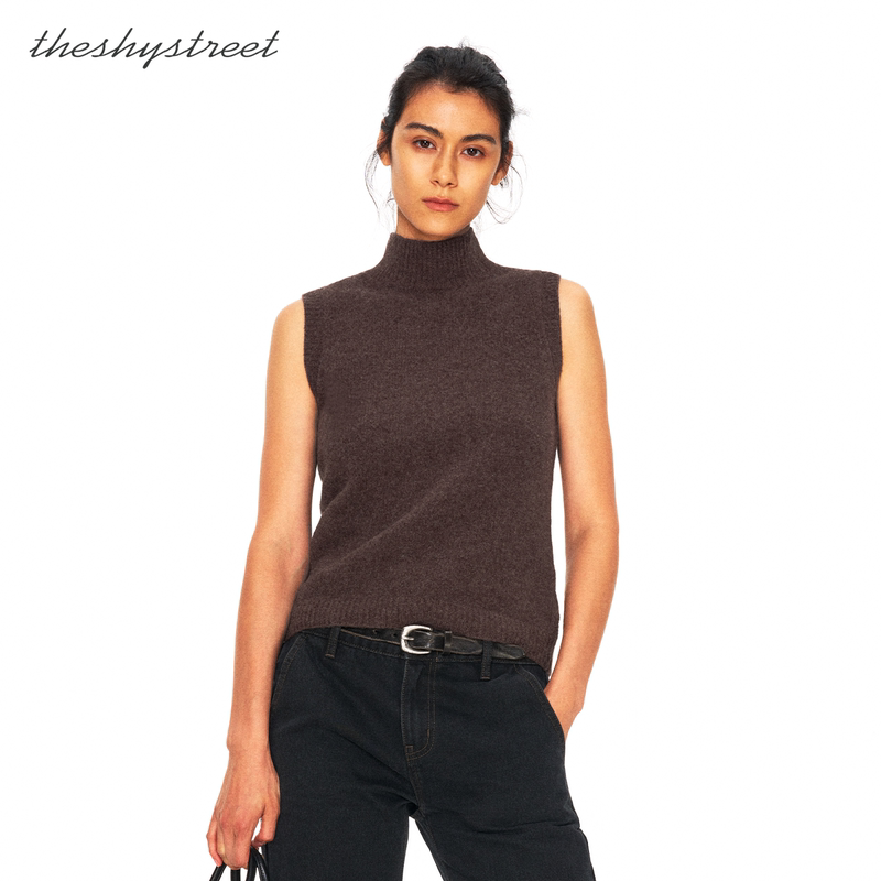 The Shy Street High-Neck Sleeveless All-Wool Knit Sweater The Shy Street High-Neck Sleeveless All-Wool Knit Sweater